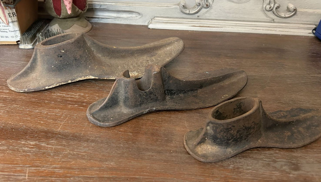 Antique Set of 3 Cast Iron Cobblers Shoe Forms | Primitive Antique