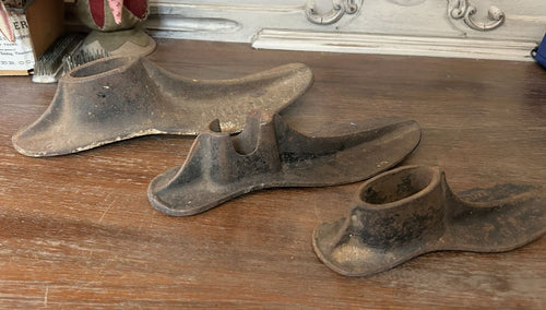 Antique Set of 3 Cast Iron Cobblers Shoe Forms | Primitive Antique