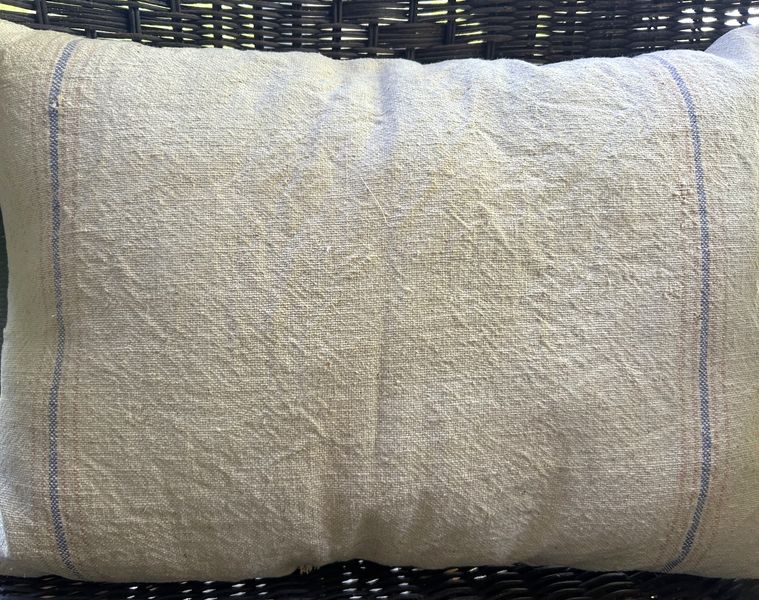 Vintage Bemis Grain Sack Star Pillow with Antique Quilt Stars