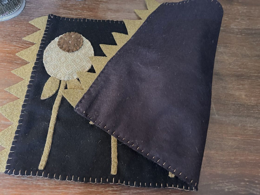 Handstitched Wool Applique Floral Table Runner | Handmade Hand Appliqued Table Topper