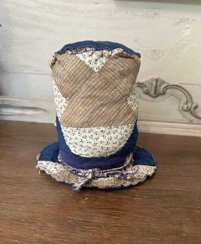 Primitive Patriotic Rag Stuffed Uncle Sam Quilt Hat | Antique Americana Decor