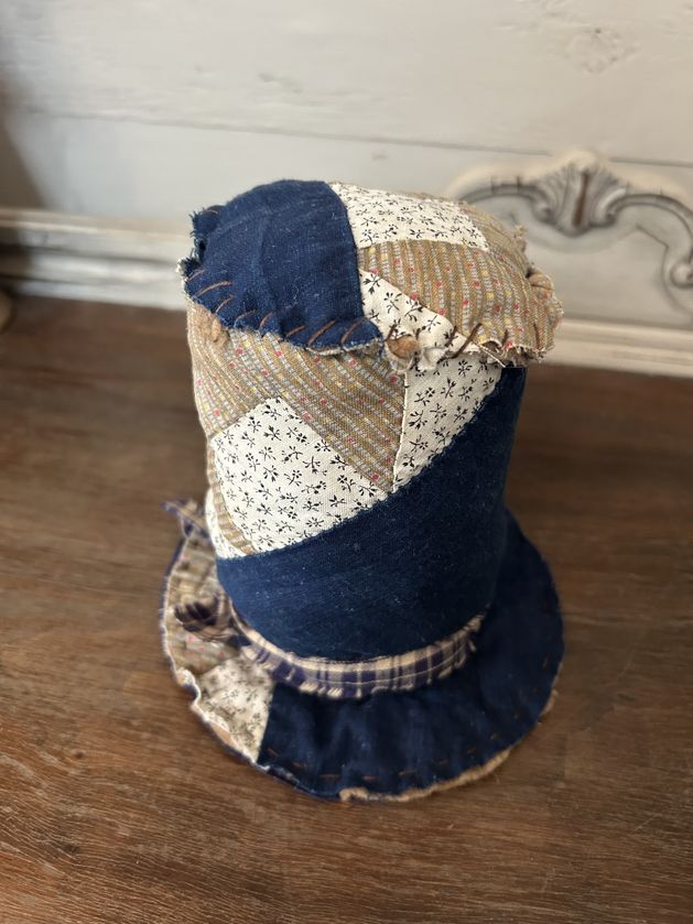 Primitive Patriotic Rag Stuffed Uncle Sam Quilt Hat | Antique Americana Decor