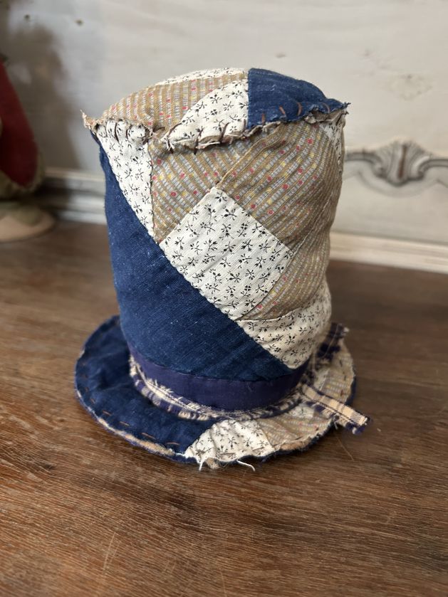 Primitive Patriotic Rag Stuffed Uncle Sam Quilt Hat | Antique Americana Decor