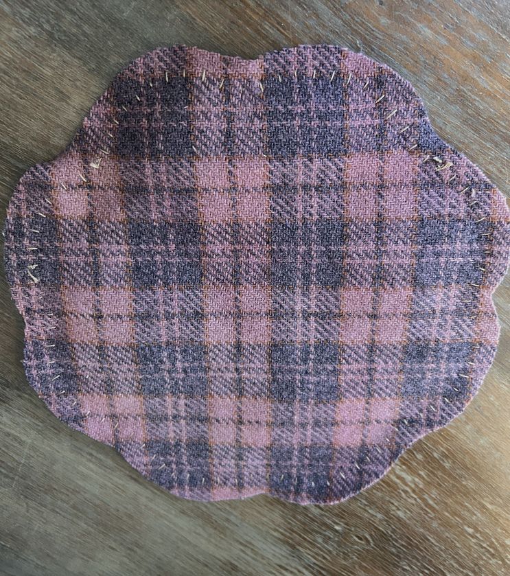 Wool Applique Floral Candle Mat | Handstitched Botanical Wool Table Mat
