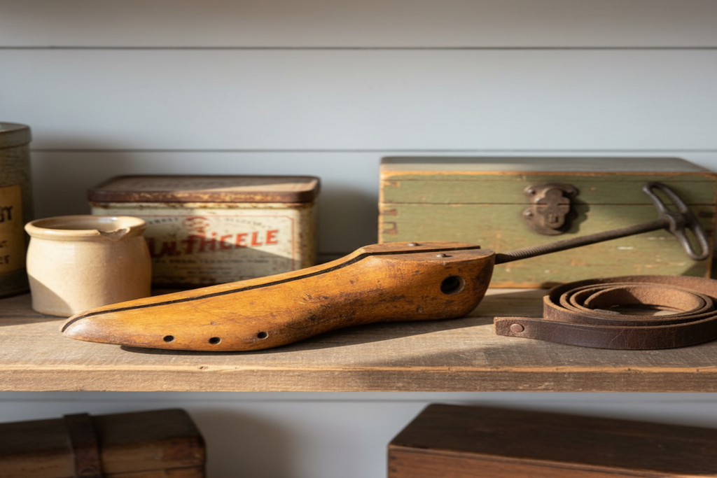 Antique Shoe Stretcher Rustic Shelf Display Mockup