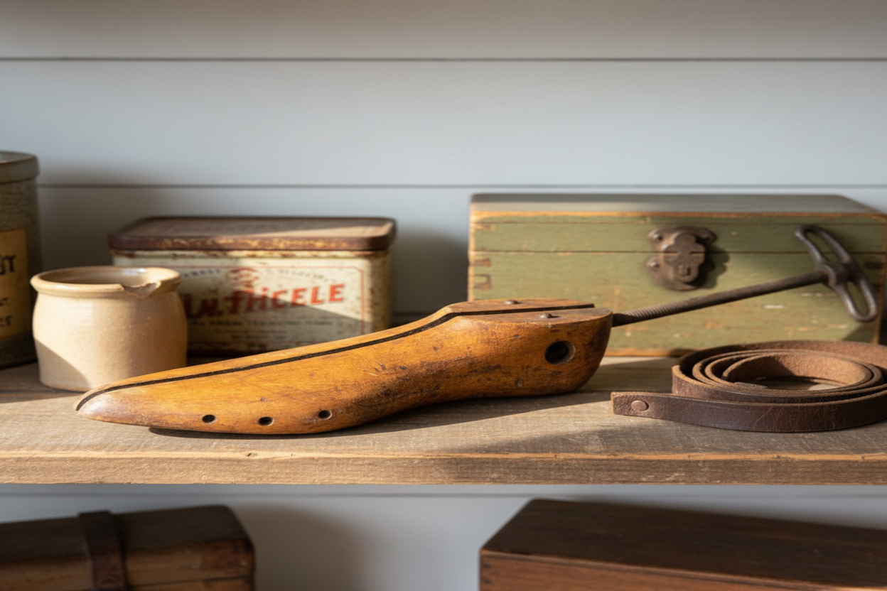 Antique Shoe Stretcher Rustic Shelf Display Mockup