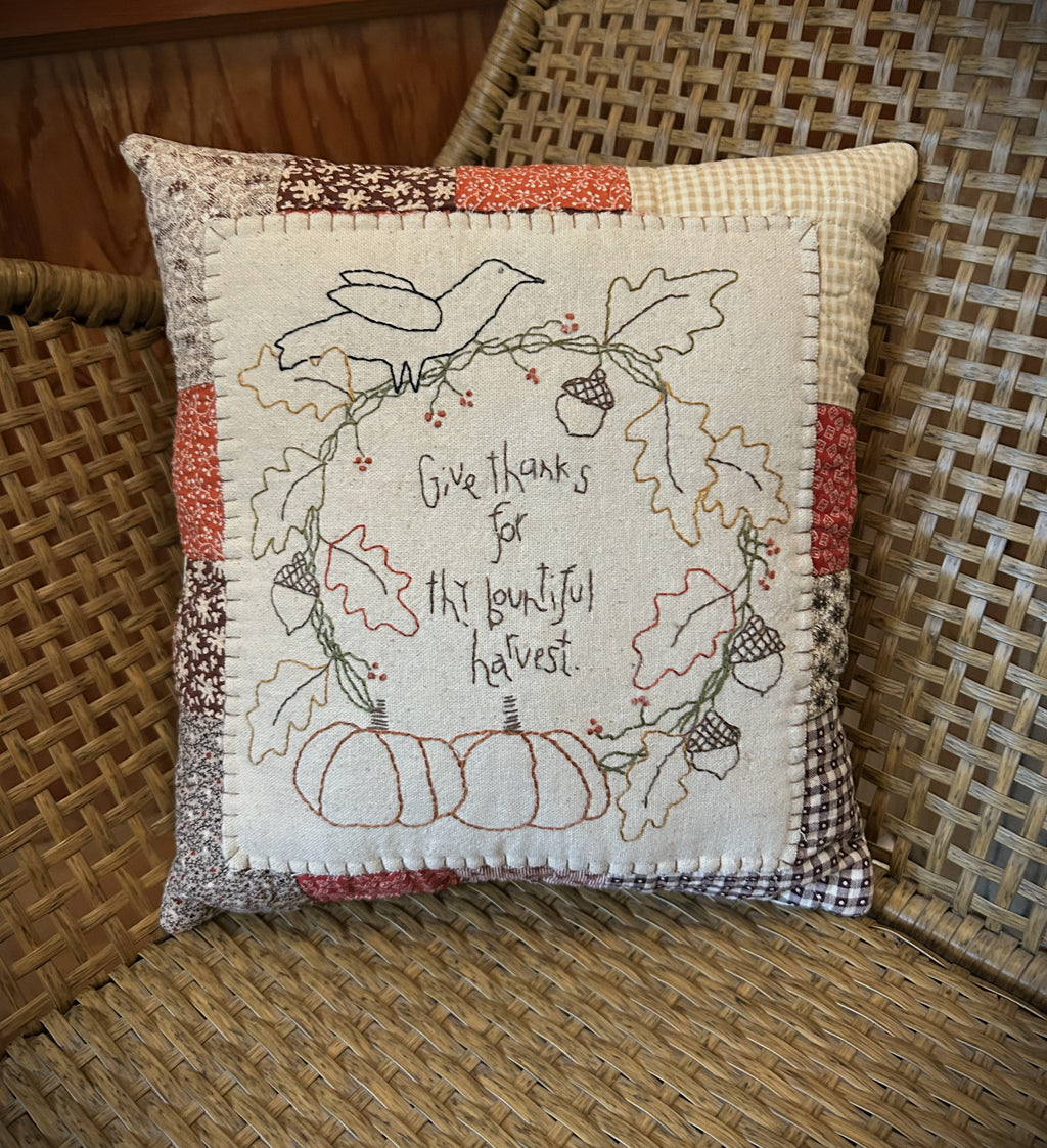Primitive Antique Cutter Quilt Fall Stitchery Pillow |