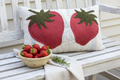 Handmade Vintage Grain Sack Pillow with Strawberries