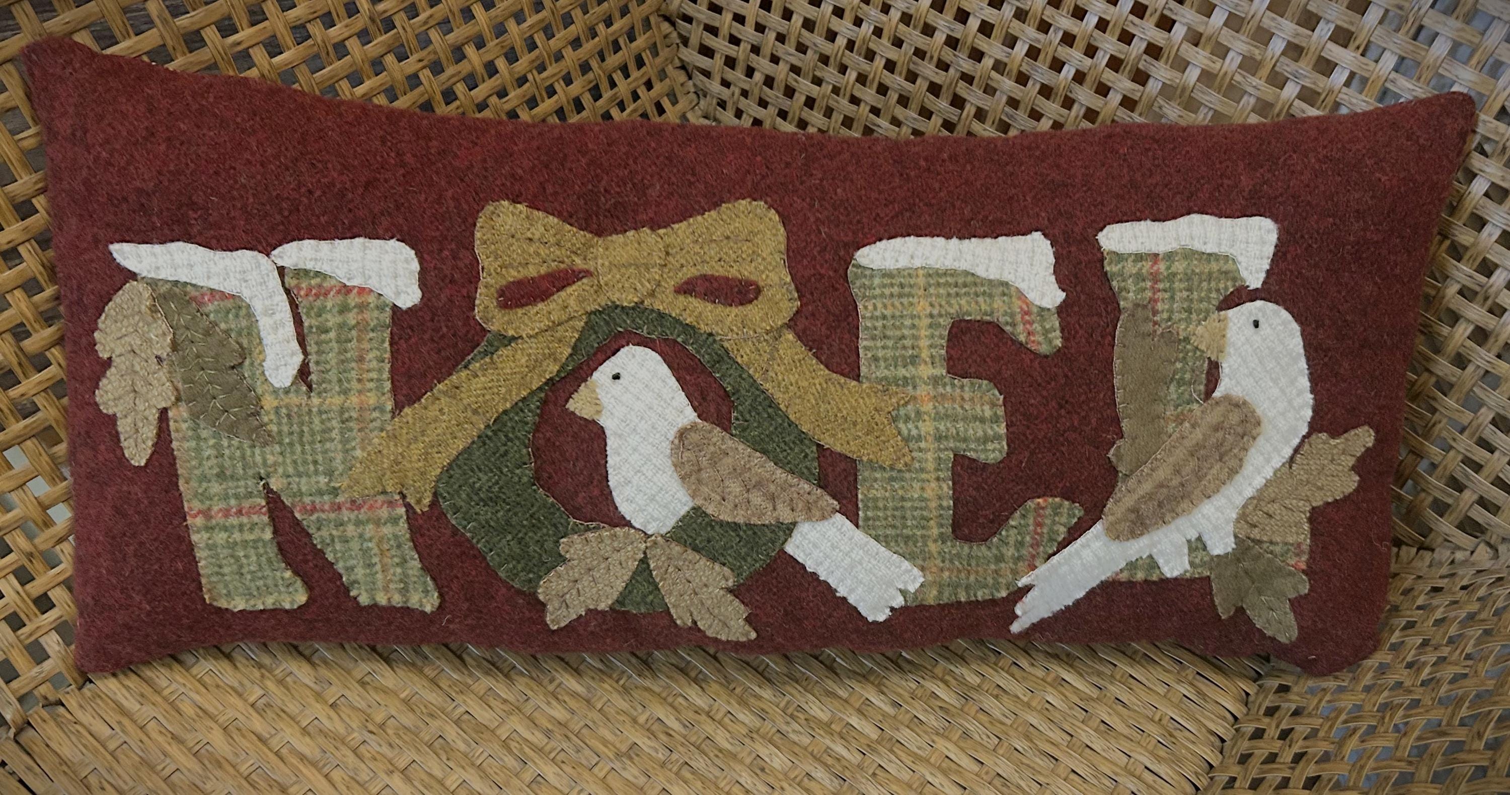 Handstitched Wool Applique Christmas Pillow