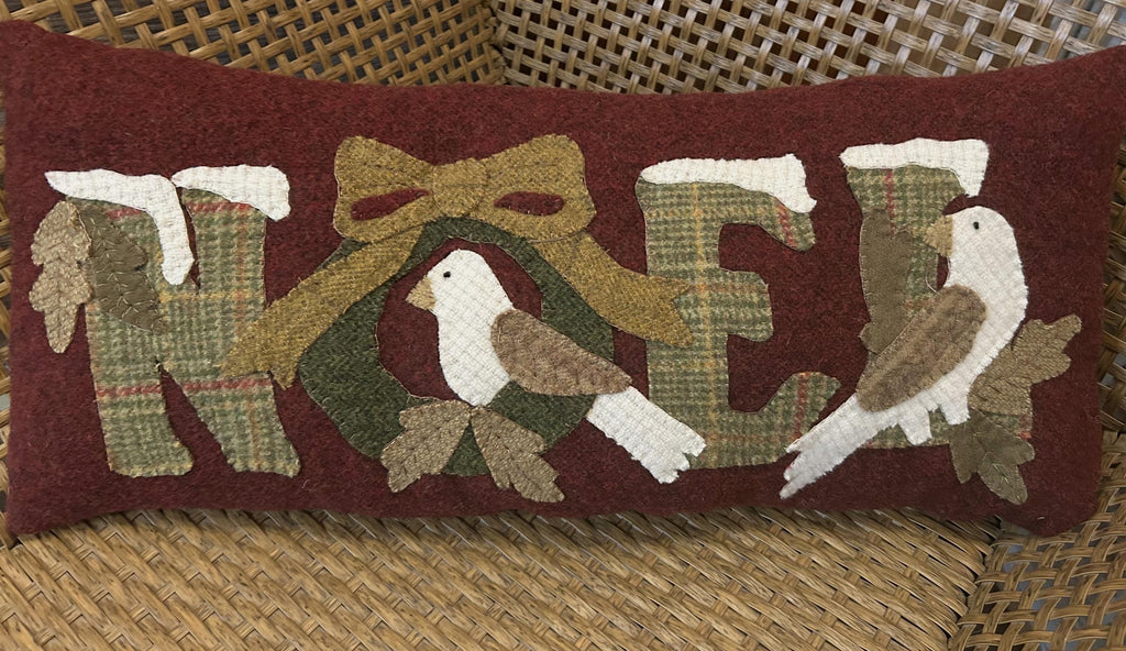 Handstitched Wool Applique Christmas Pillow