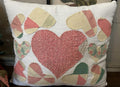 Antique Quilt Scattered Heart Grain Sack Pillow | Vintage Handmade Cutter Quilt Heart Pillow