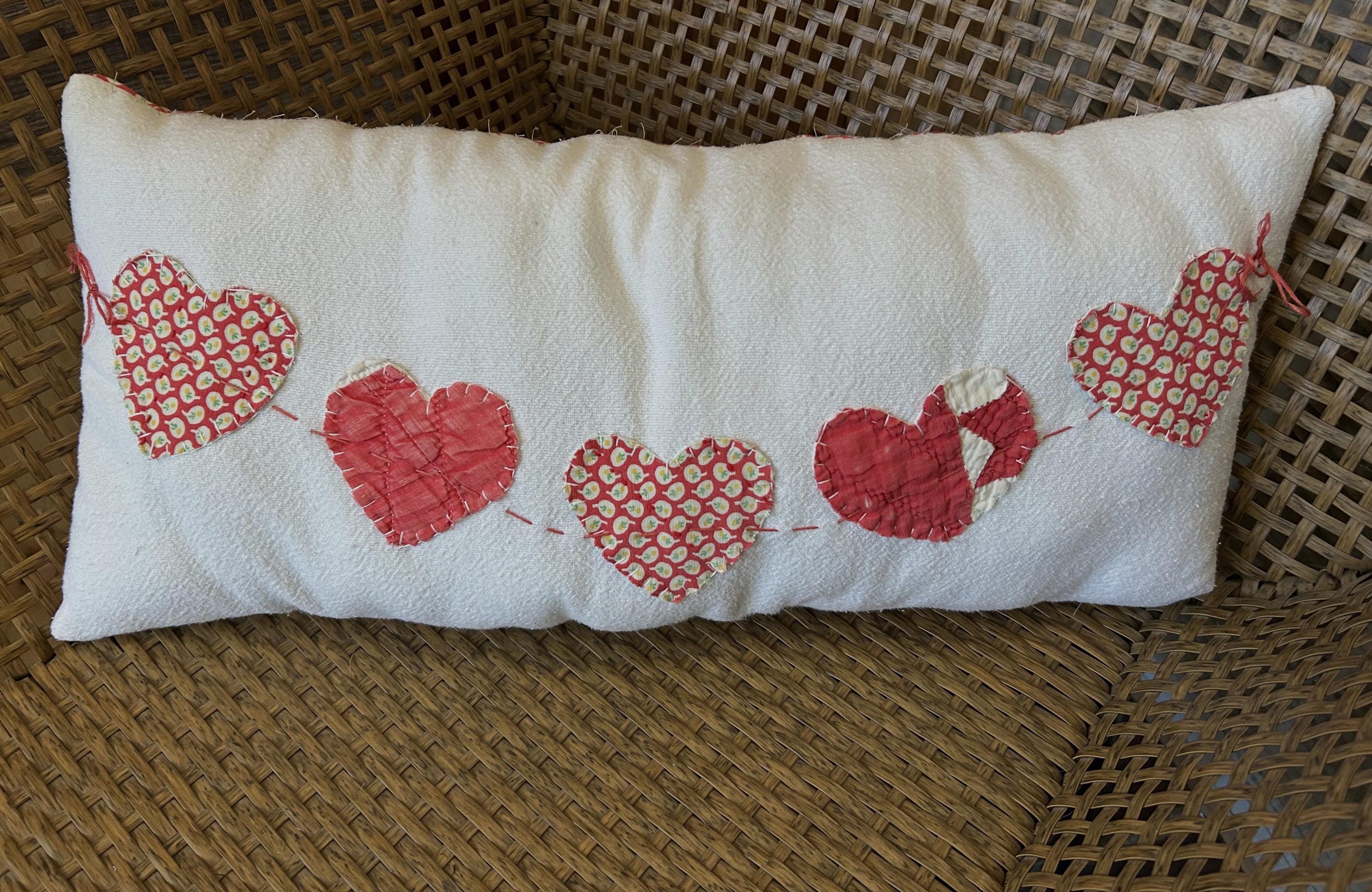 Antique Quilt Heart Garland Pillow