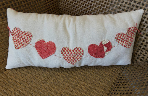 Antique Quilt Heart Garland Pillow