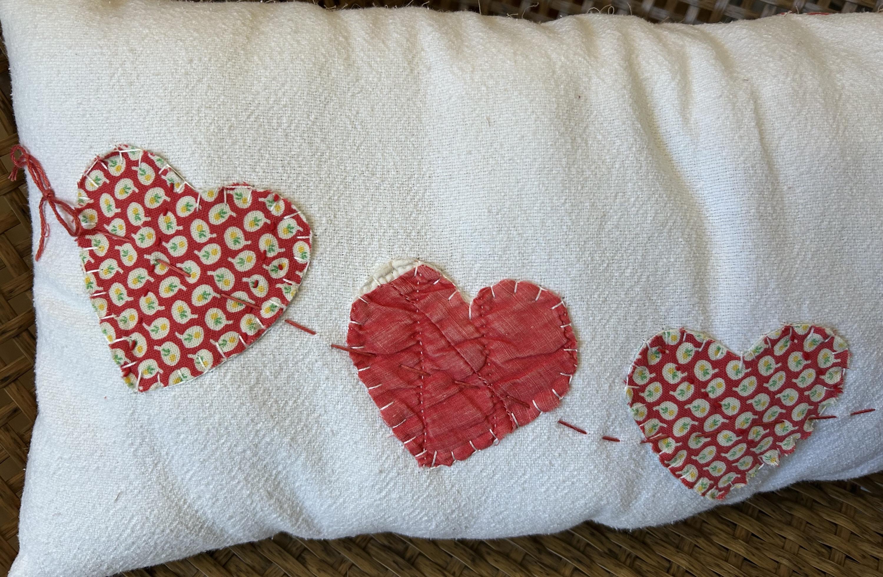 Antique Quilt Heart Garland Pillow