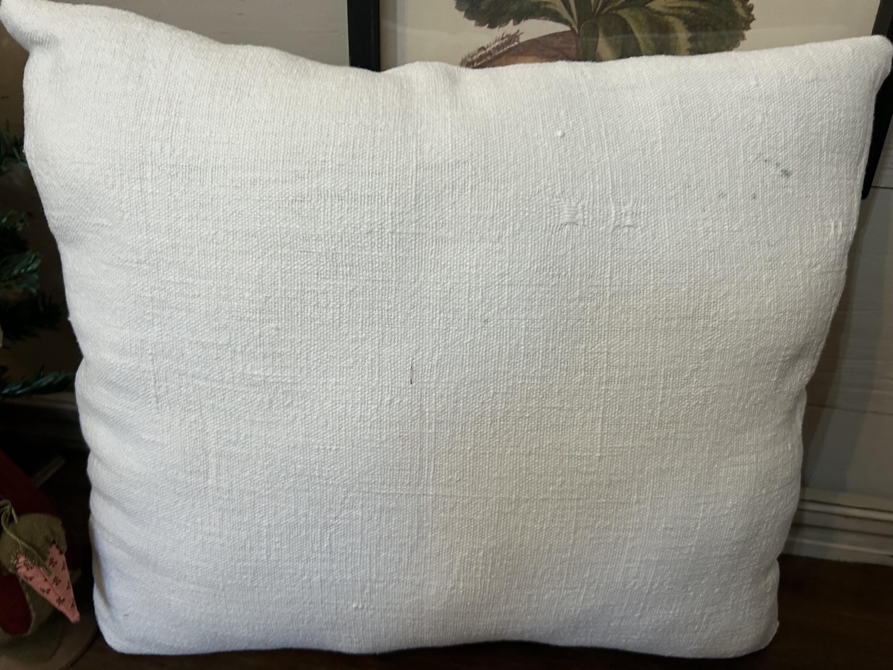 Antique Quilt Scattered Heart Grain Sack Pillow | Vintage Handmade Cutter Quilt Heart Pillow