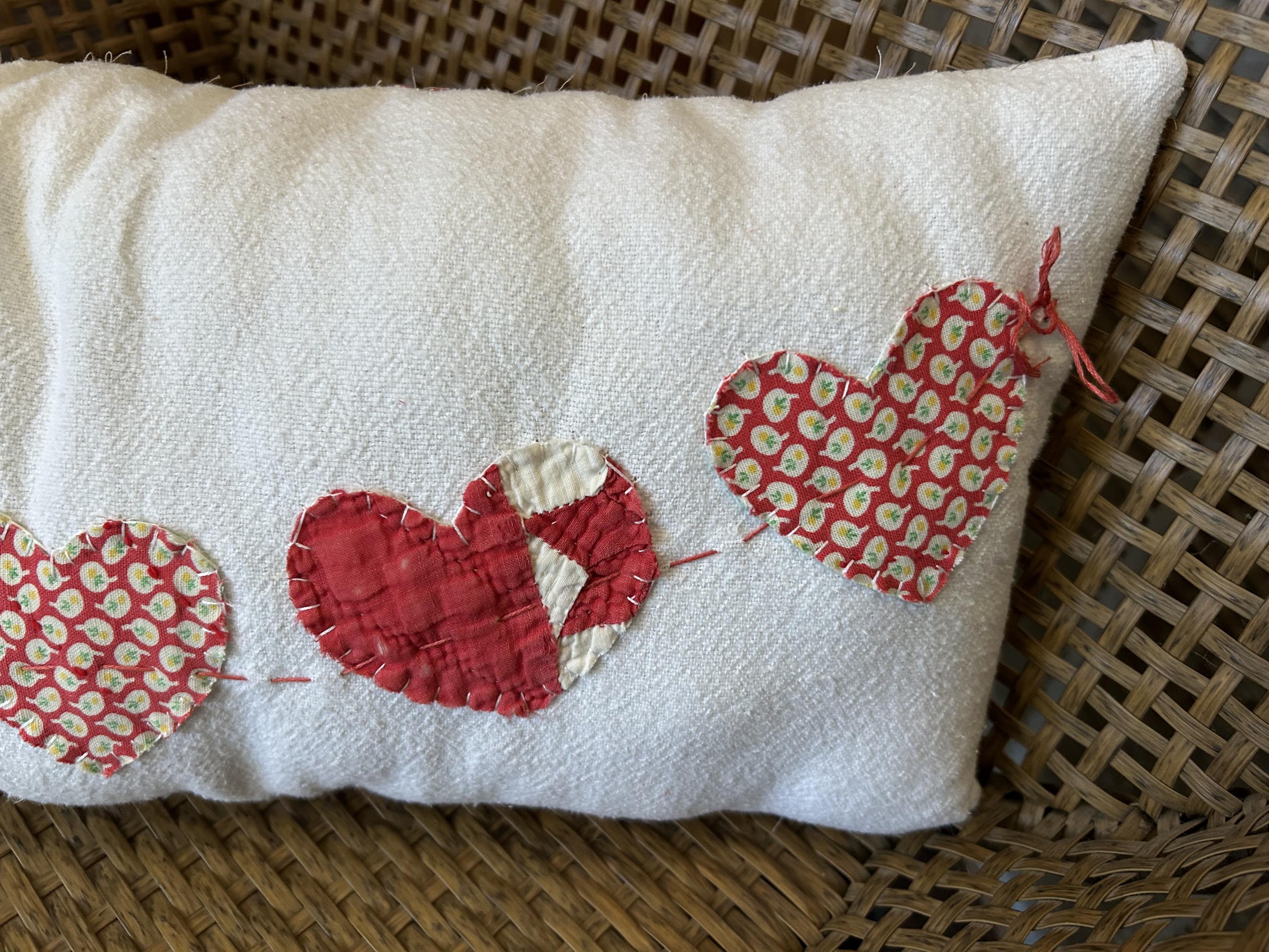 Antique Quilt Heart Garland Pillow