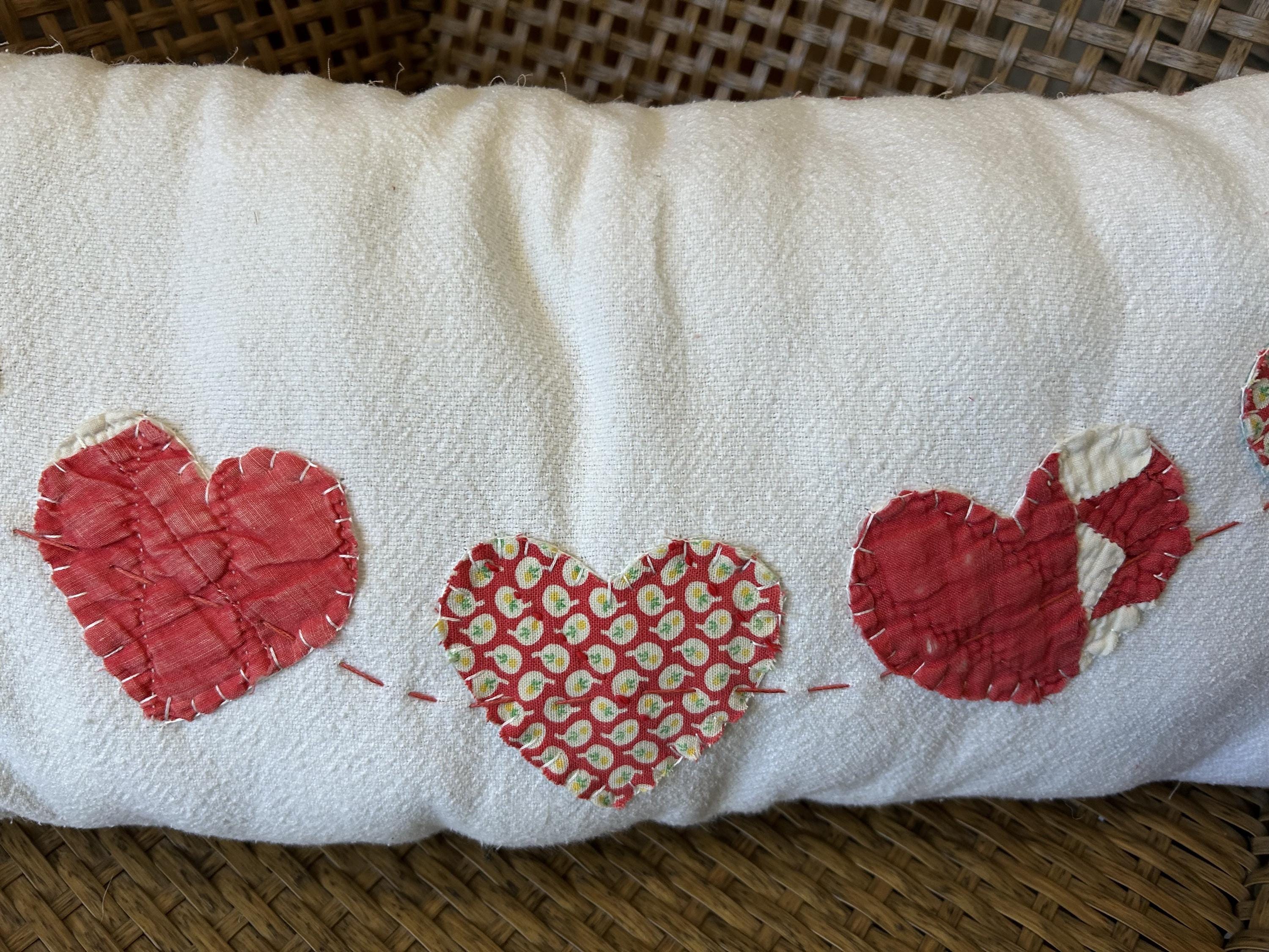 Antique Quilt Heart Garland Pillow