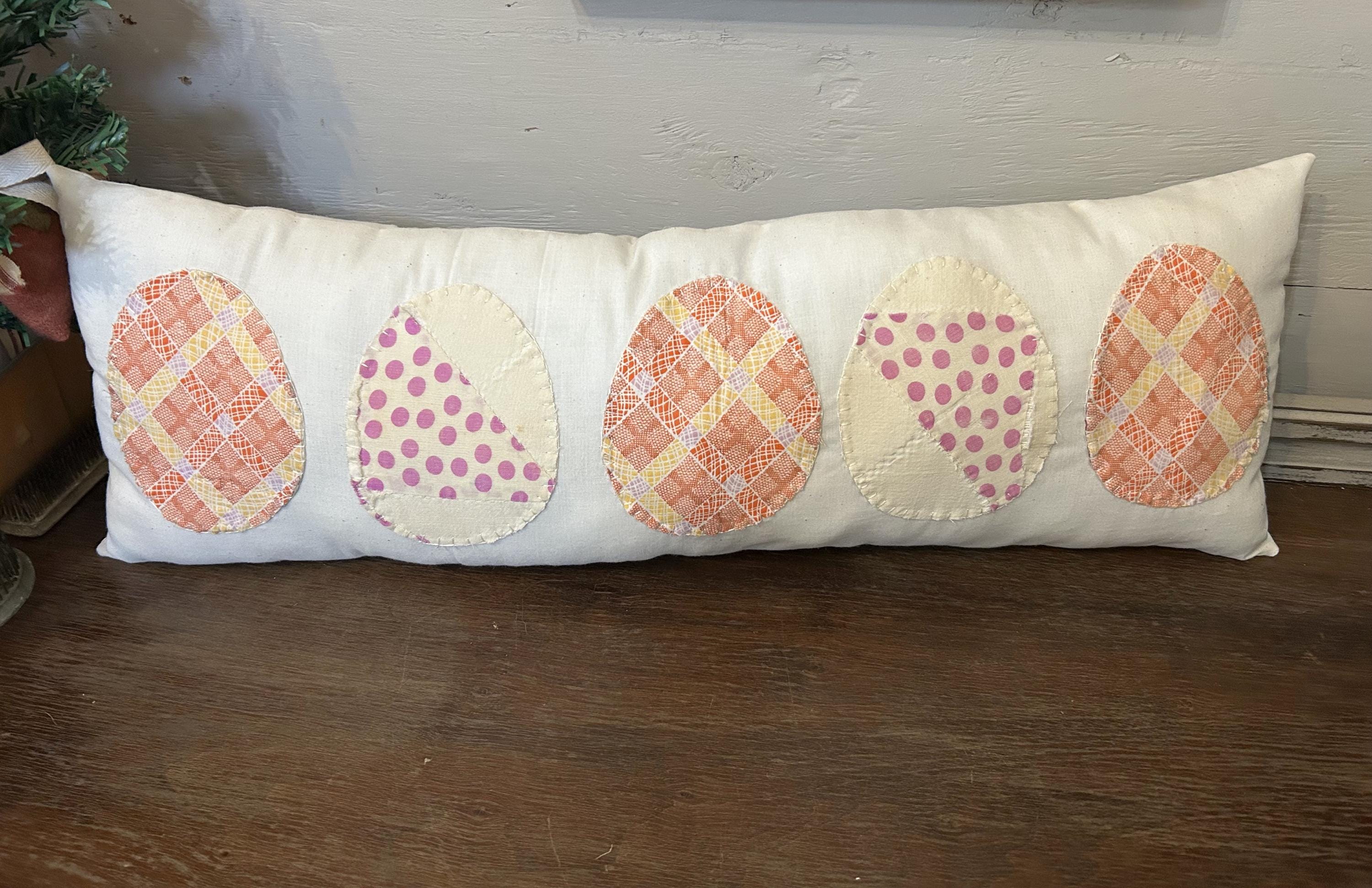 Antique Quilt Easter Egg Handstitched Lumbar Pillow
