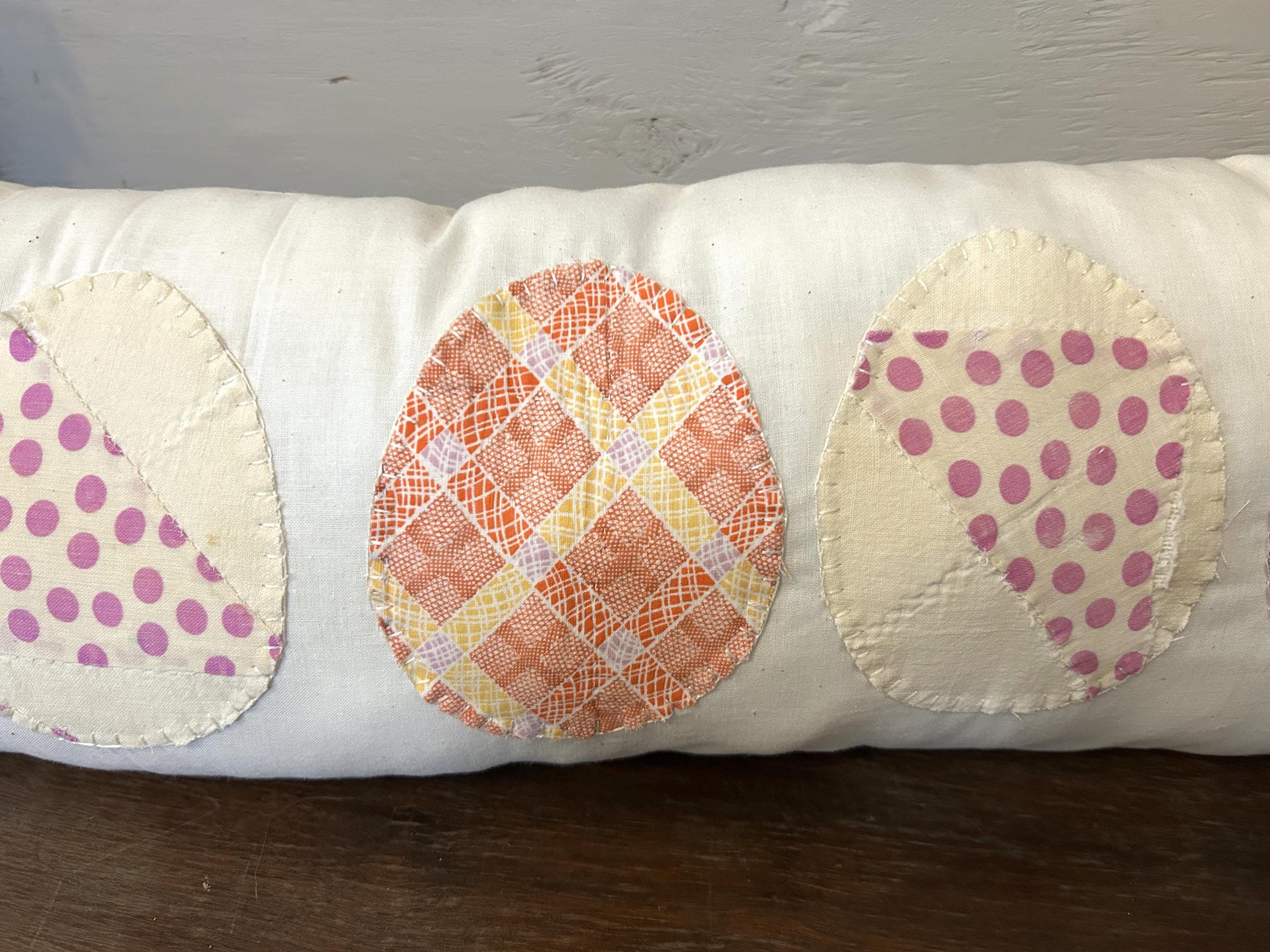 Antique Quilt Easter Egg Handstitched Lumbar Pillow
