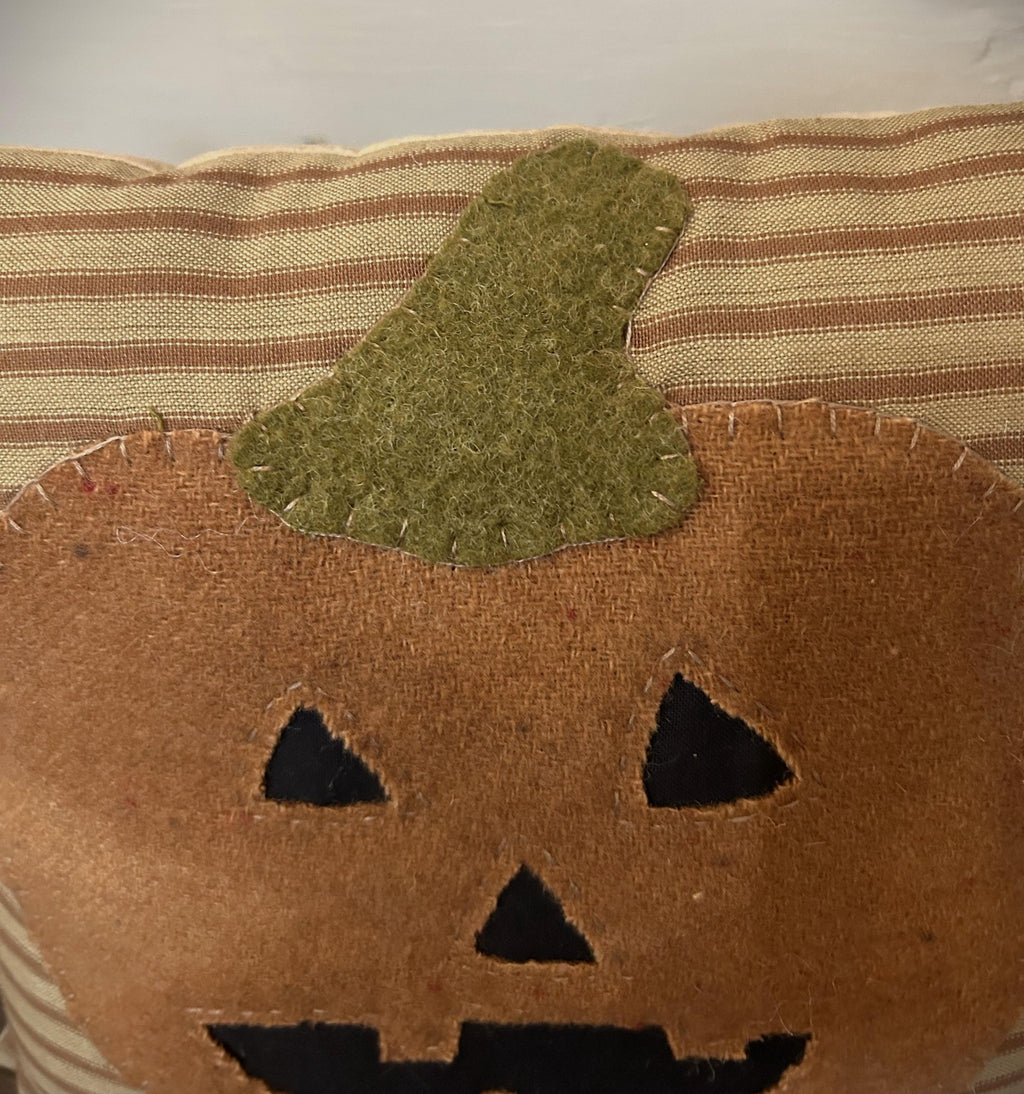 Primitive Jack O Lantern Handstitched Pillow | Primitive Fall Decor