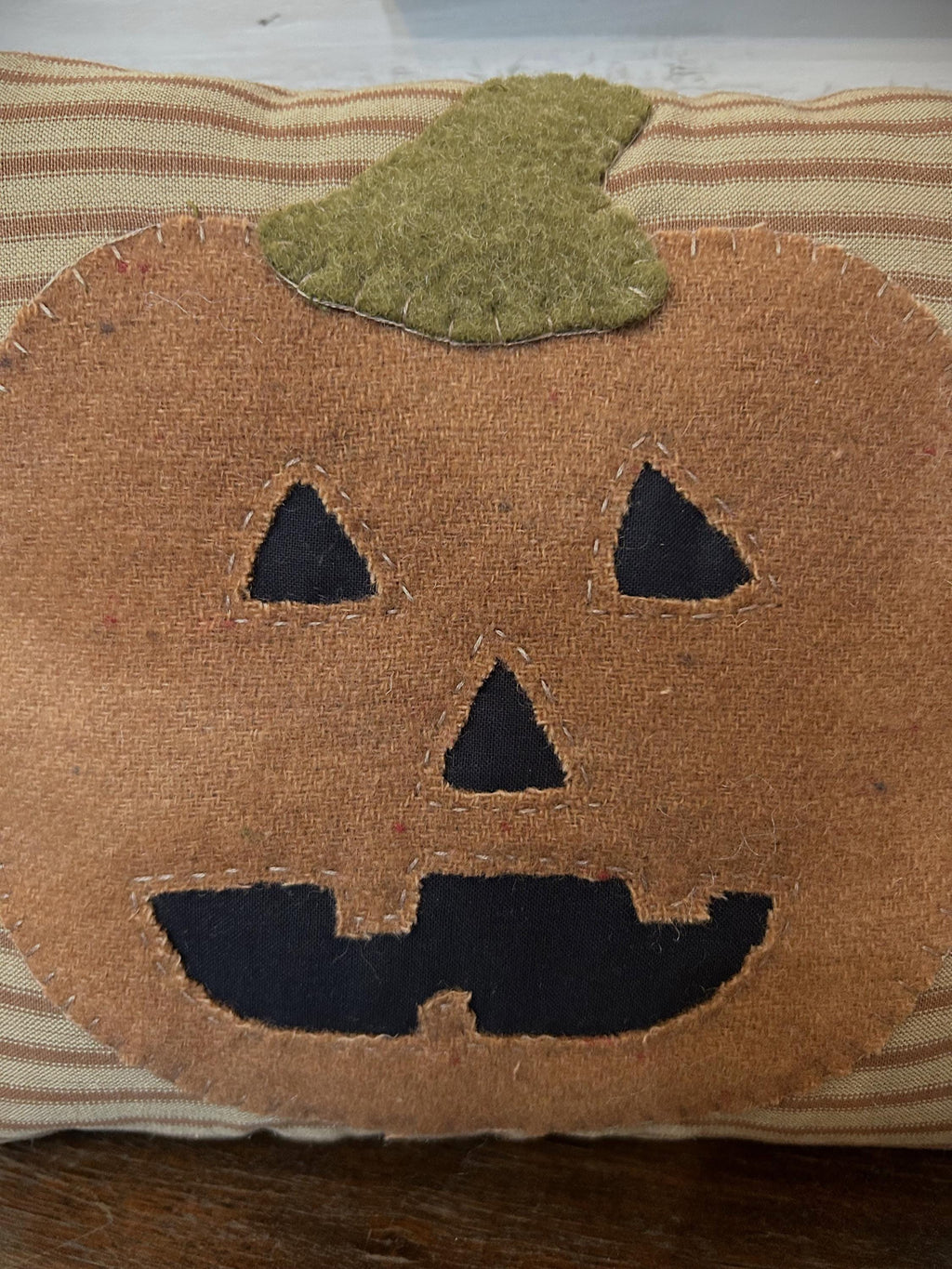 Primitive Jack O Lantern Handstitched Pillow | Primitive Fall Decor