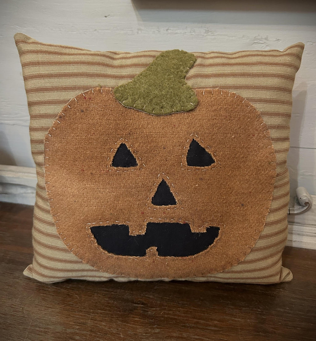 Primitive Jack O Lantern Handstitched Pillow | Primitive Fall Decor