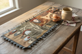 Primitive Handmade Wool Applique Folk Art Chicken Table Runner