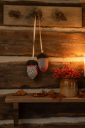 Antique Quilt and Wool Acorns for Peg Hanger | Handmade Fall Decor