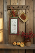 Primitive Fall Stitchery Pocket Hanger W/ Pumpkin Flag |  Handmade Fall Decor