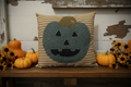 Handmade Jack O Lantern Halloween Wool Pillow | Handstitched Halloween Decor
