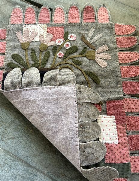 Hand-Stitched Wool Strawberry Patch Table Runner | Antique Quilt Applique Spring Decor