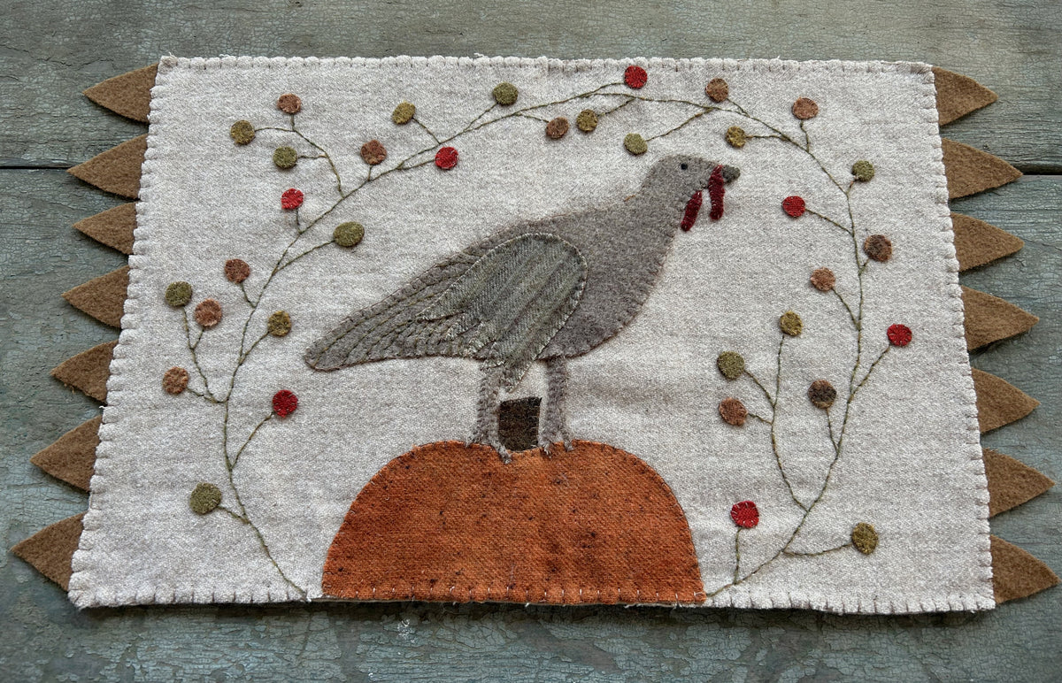 Primitive Wool Applique Thanksgiving Turkey Table Runner | Primitive Fall Decor
