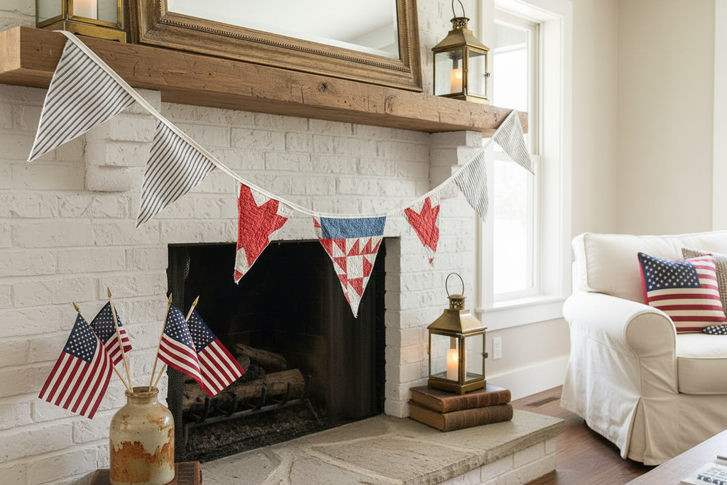 Vintage Quilt Americana Banner – Indoor Lifestyle Mockup